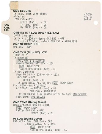Lot #326 Paul Weitz?s STS-6 Flown Malfunction Card - Image 2