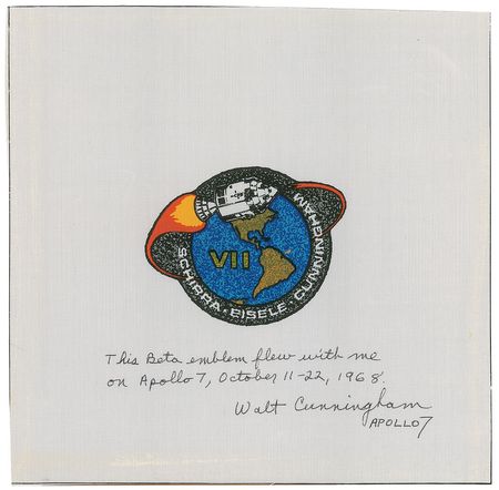 Lot #109 Walt Cunningham?s Apollo 7 Flown Beta Cloth Emblem - Image 1
