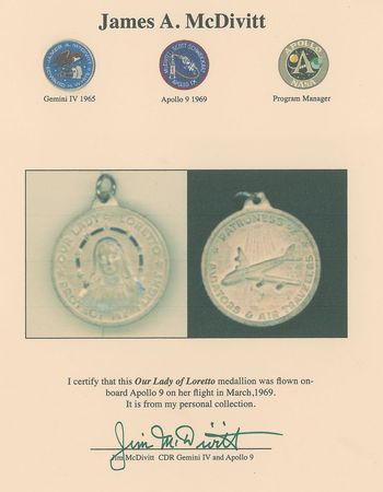 Lot #132 Jim McDivitt?s Apollo 9 Flown ?Our Lady of Loreto? Medallion - Image 3