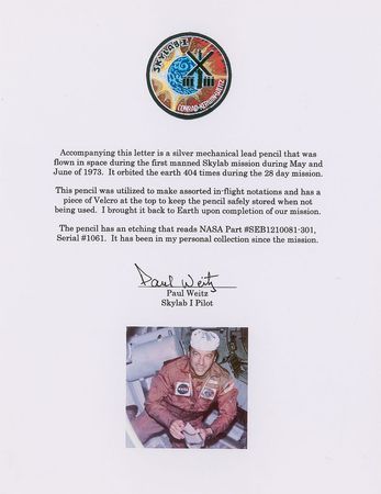 Lot #302 Paul Weitz’s Skylab 2 Flown Mechanical Pencil  - Image 4