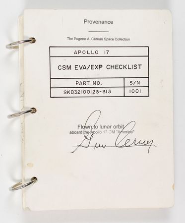 Lot #288 Gene Cernan?s Apollo 17 Flown EVA/EXP Checklist - Image 1