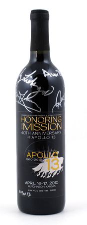 Lot #221 Apollo 13 Signed 40th Anniversary Wine Bottle - Image 1