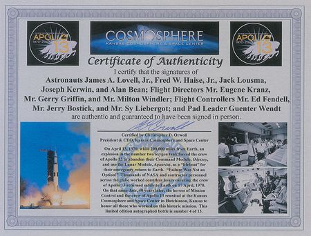Lot #221 Apollo 13 Signed 40th Anniversary Wine Bottle - Image 5