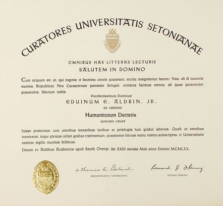 Lot #191 Buzz Aldrin’s Honorary Seton Hall Doctorate - Image 2