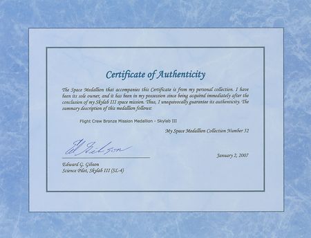 Lot #310 Ed Gibson?s Skylab 4 Bronze Medallion - Image 3
