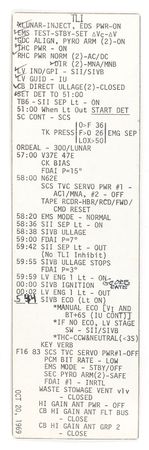 Lot #198 Apollo 12 Flown Trans Lunar Injection Checklist - Image 1