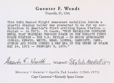 Lot #311 Guenter Wendt?s Skylab Medallion - Image 3
