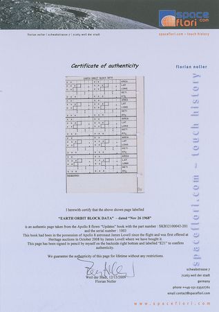 Lot #123 Apollo 8 Flown Updates Checklist Page - Image 3