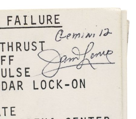 Lot #69 James Lovell?s Gemini 12 Flown Computer Failure Cue Cards - Image 2