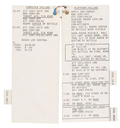 Lot #69 James Lovell?s Gemini 12 Flown Computer Failure Cue Cards - Image 3