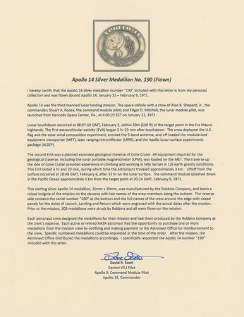 Lot #245 Dave Scott?s Apollo 14 Robbins Medal - Image 6