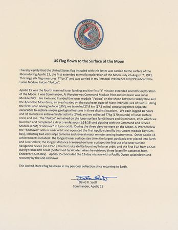 Lot #261 Dave Scott?s Apollo 15 Lunar Surface American Flag - Image 2