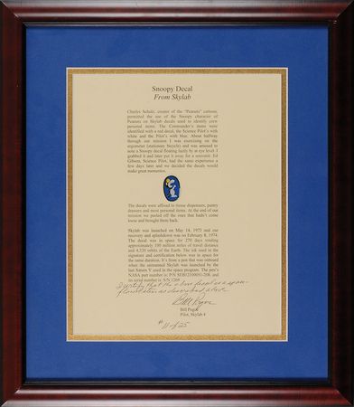 Lot #308 Bill Pogue?s Skylab 4 Flown Snoopy Decal - Image 3