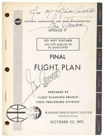 Lot #292 Gene Cernan?s Signed Apollo 17 Flight Plan - Image 1
