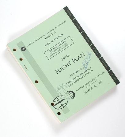 Lot #279 Apollo 16 Flight Plan Signed by Young and Duke - Image 2
