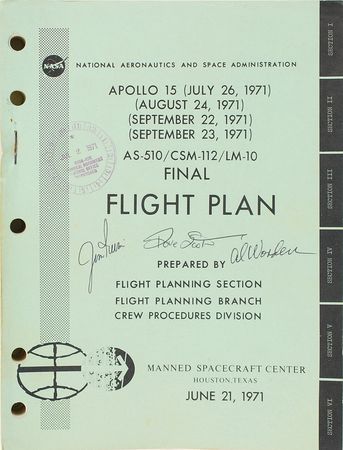 Lot #274 Apollo 15 Signed Flight Plan - Image 1