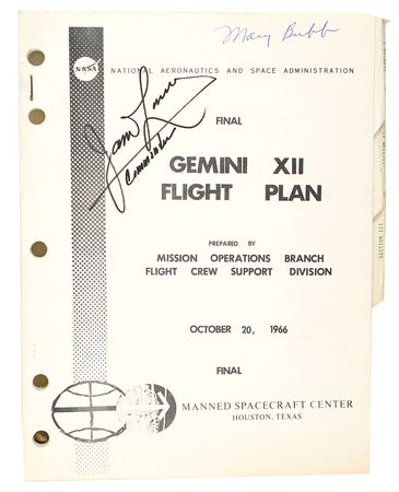 Lot #68 James Lovell Signed Gemini 12 Flight Plan - Image 1