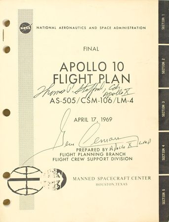 Lot #149 Apollo 10 Flight Plan Signed by Stafford and Cernan - Image 1