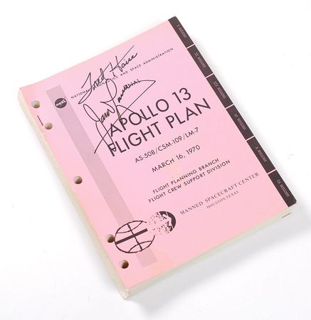 Lot #219 James Lovell and Fred Haise Signed Apollo 13 Flight Plan - Image 2