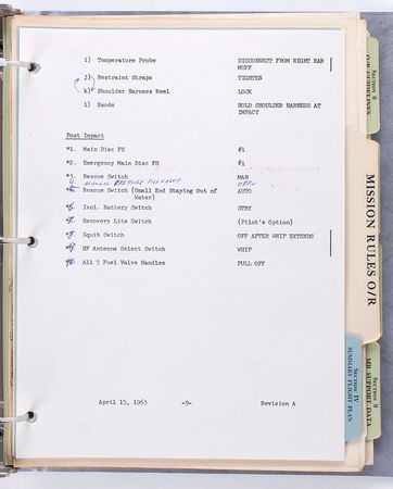Lot #52 Gene Kranz’s MA-9 Operations Manual - Image 9