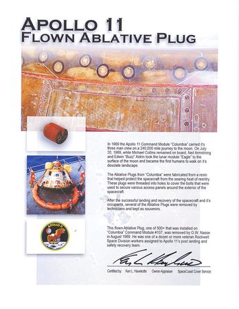 Lot #183 Apollo 11 Flown Ablative Plug - Image 2