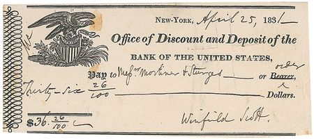 Lot #417 Winfield Scott Handwritten Letter Signed and Check - Image 1