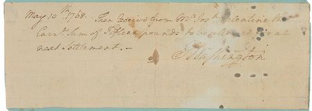 Lot #1 George Washington: Historic receipt signed