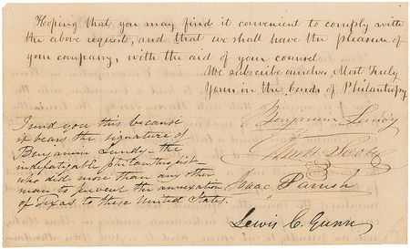 Lot #343 Texas: Benjamin Lundy Signed Letter - Image 2