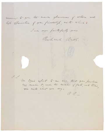 Lot #336 Richard Rush: “I have no right to ask a favor of President Tyler” - Image 3