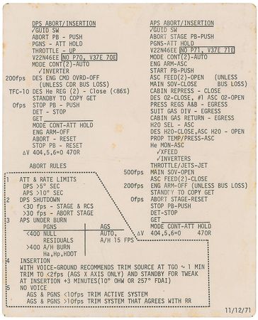 Lot #496 Apollo 16 Cue Card - Image 2