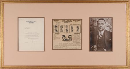 Lot #165 John Dillinger and J. Edgar Hoover Wanted Poster and Typed Letter Signed - Image 1