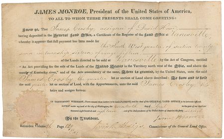Lot #10 James Monroe Signed Document