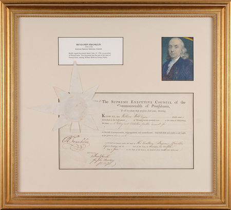 Lot #130 Benjamin Franklin: Boldly signed in 1786 as president of the Supreme Executive Council of Pennsylvania - Image 1