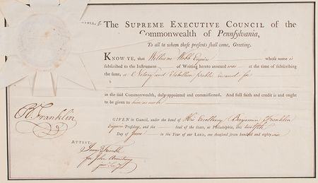 Lot #130 Benjamin Franklin: Boldly signed in 1786 as president of the Supreme Executive Council of Pennsylvania - Image 3