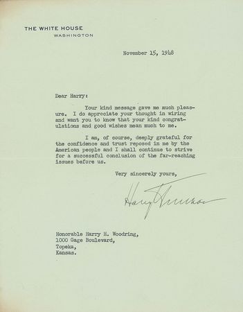 Lot #97 Harry S. Truman Typed Letter Signed - Image 1