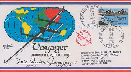 Lot #511 Voyager: Rutan and Yeager Flown Cover - Image 1