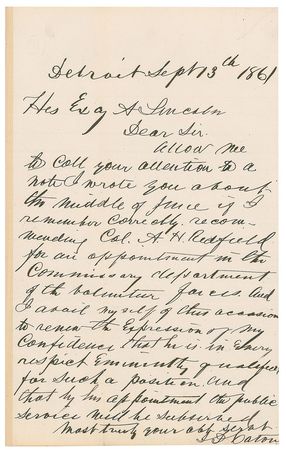 Lot #24 Abraham Lincoln: Superbly endorsed 1861 request from an Illinois judge - Image 3