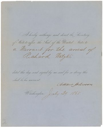 Lot #31 Andrew Johnson: Extradition arrest for a
