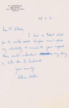 Lot #723 William Walton Handwritten Letter Signed - Image 1