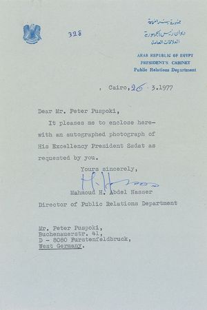 Lot #337 Anwar Sadat Signed Photograph - Image 2