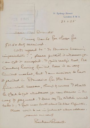 Lot #205 Bertrand Russell: “Is America becoming imperialistic?” - Image 2
