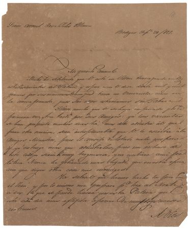 Lot #214 Simon Bolivar: Rare letter from the dissolution of Bolivar?s empire: ?I am preparing to go up North to see what can be done for our mother country which each day suffers more and more? - Image 1