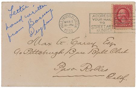 Lot #910 Barney Dreyfuss: Rare letter from the Pirates owner to his Hall of Fame outfielder??Catching & Pitching is as good as any other Club. All they have to do is to hustle from the beginning until the last man is out? - Image 4