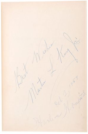 Lot #141 Martin Luther King, Jr: Signed ?Oct. 2, 1958, Harlem Hospital,? while recovering from an assassination attempt - Image 1