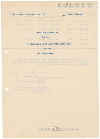 Lot #379 Erwin Rommel Signed Document - Image 2