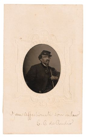 Lot #362 Charles C. DeRudio: Sought-after signed tintype of the Little Bighorn survivor - Image 1