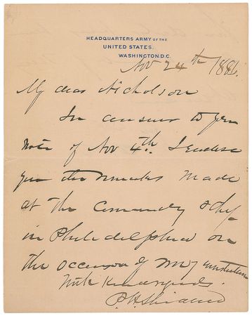 Lot #418 Philip H. Sheridan Handwritten Letter Signed - Image 1