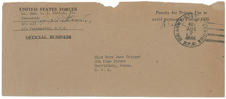 Lot #375 George S. Patton Envelope - Image 1
