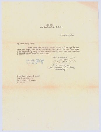 Lot #375 George S. Patton Envelope - Image 2