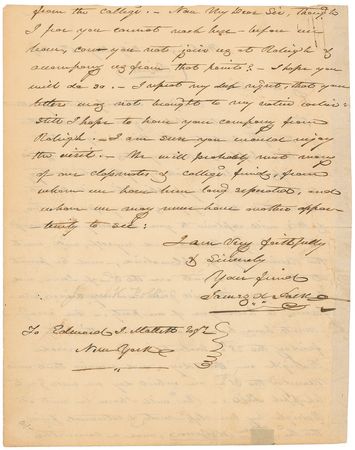 Lot #19 James K. Polk: Scarce letter anticipating a visit to his alma mater, the University of North Carolina - Image 2